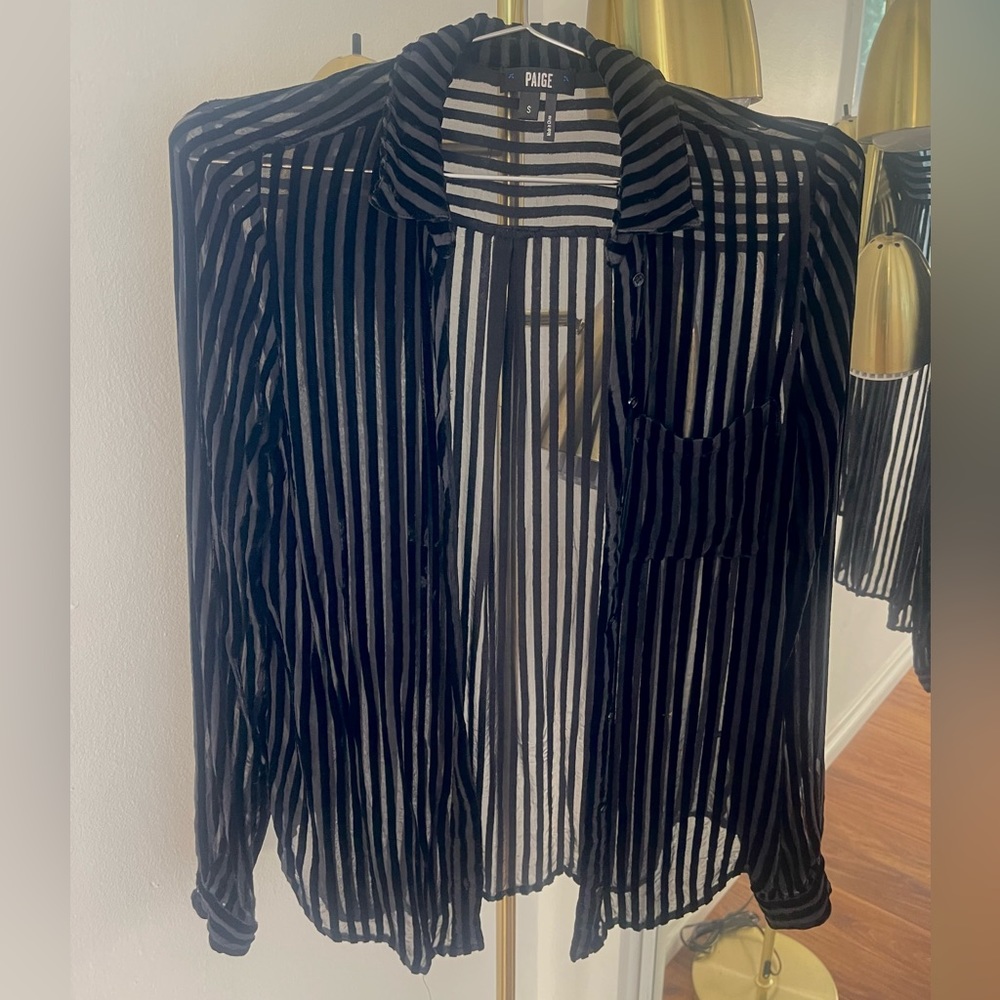 Paige velvet striped button down